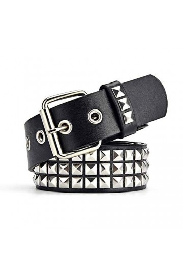Ceinture cloutée punk, ceinture cloutée pyramide, boucle carrée et cuir reconstitué, ceinture à rivets punk en métal pour hom