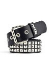 Ceinture cloutée punk, ceinture cloutée pyramide, boucle carrée et cuir reconstitué, ceinture à rivets punk en métal pour hom