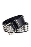 Ceinture cloutée punk, ceinture cloutée pyramide, boucle carrée et cuir reconstitué, ceinture à rivets punk en métal pour hom