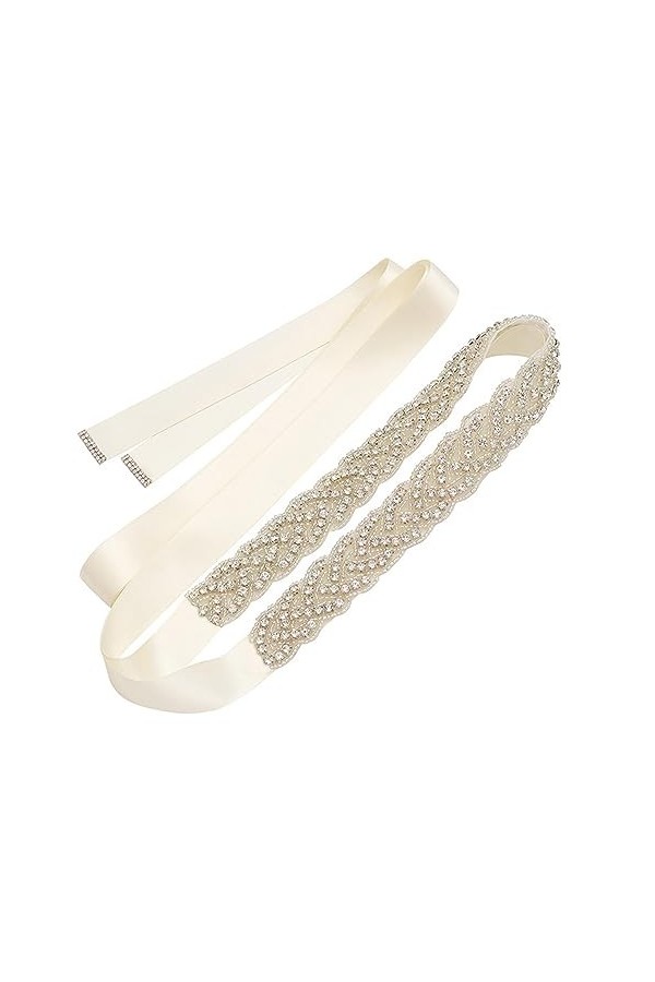 MOVKZACV Ceinture de mariée en cristal pour femme - Ceinture de mariage en strass - Ceinture de mariée en strass - Perles - C