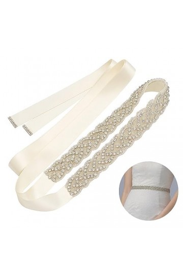 MOVKZACV Ceinture de mariée en cristal pour femme - Ceinture de mariage en strass - Ceinture de mariée en strass - Perles - C