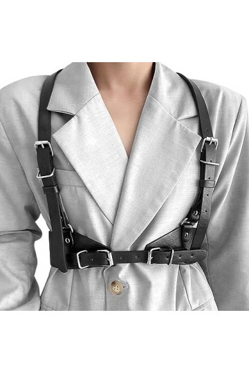 Ceinture punk pour femme - En cuir synthétique - Noir - Chaîne de taille gothique - Pour femme - Cosplay - Fête - Rave - Hall