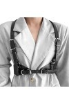 Ceinture punk pour femme - En cuir synthétique - Noir - Chaîne de taille gothique - Pour femme - Cosplay - Fête - Rave - Hall