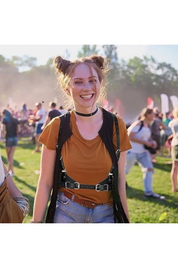 Ceinture punk pour femme - En cuir synthétique - Noir - Chaîne de taille gothique - Pour femme - Cosplay - Fête - Rave - Hall