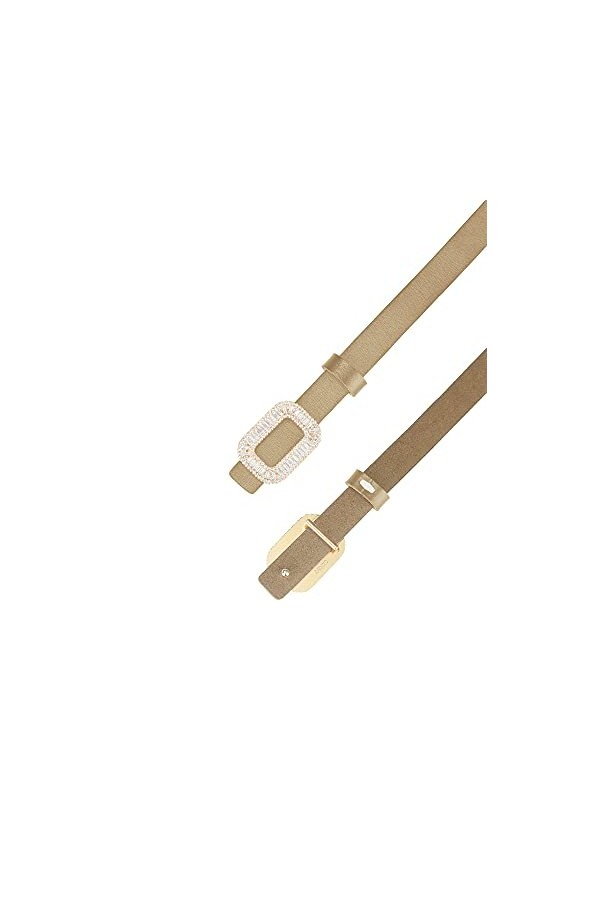 Allegra K Ceinture étroite en similicuir pour femme avec boucle carrée pour robe et pantalon, kaki, taille 80/95 cm