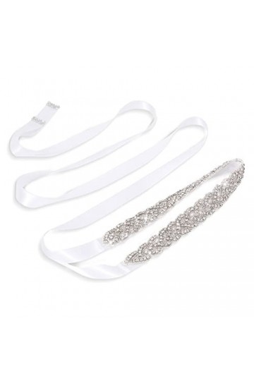 JASGOOD Ceinture de mariée faite à la main avec strass en cristal tressé pour robe de mariée, 03 Blanc, taille unique
