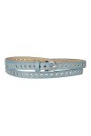 Allegra K Ceinture à œillets en cuir maigre pour femmes, style punk rock, bleu clair, 104.5cm/41.14