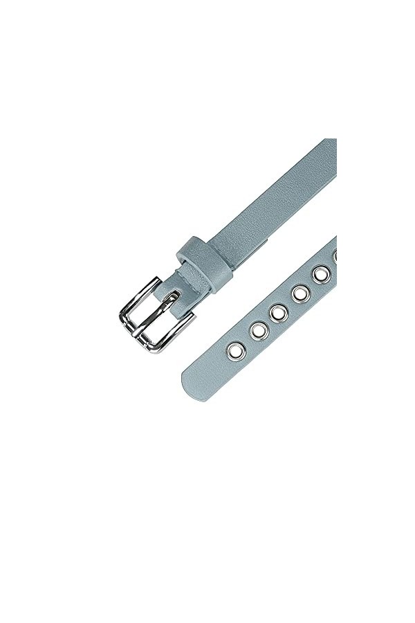 Allegra K Ceinture à œillets en cuir maigre pour femmes, style punk rock, bleu clair, 104.5cm/41.14