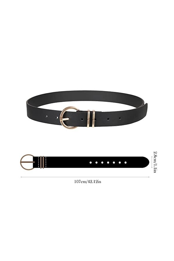 worahroe Lot de 2 ceintures en cuir pour femme avec boucle dorée pour femme,Ceinture fine en cuir pour jeans, robes, pantalon