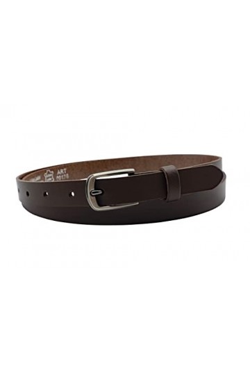 NK Belt GmbH SR-07A Ceinture en cuir de vachette pour femme 2 cm, marron foncé, 80cm Gesamtlänge 95cm