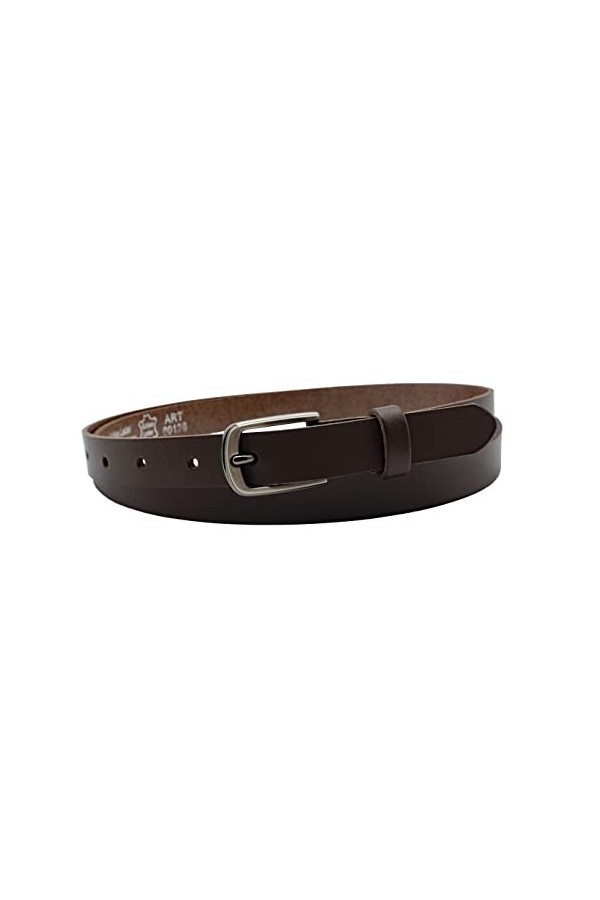 NK Belt GmbH SR-07A Ceinture en cuir de vachette pour femme 2 cm, marron foncé, 80cm Gesamtlänge 95cm