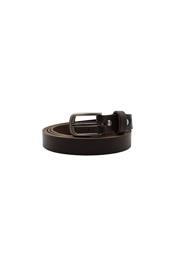 NK Belt GmbH SR-07A Ceinture en cuir de vachette pour femme 2 cm, marron foncé, 80cm Gesamtlänge 95cm