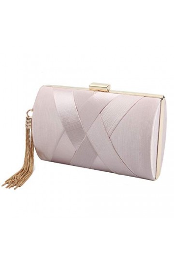 LETODE Pochette de soirée élégante pour femme avec pendentif pompon en soie pour mariée, mariage, bal de fin dannée, soirée 