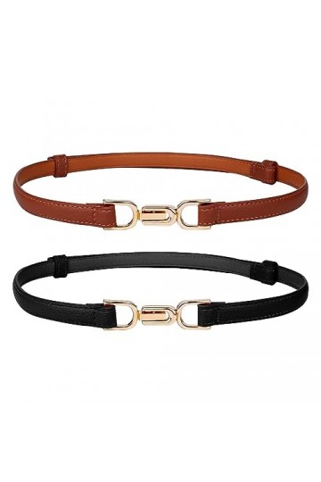 2 Pièces de Ceinture Fine Femme pour Robe, Ceintures Fines Réglables pour Femmes pour Robes Ceinture à Boucle Dorée pour Acce