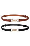 2 Pièces de Ceinture Fine Femme pour Robe, Ceintures Fines Réglables pour Femmes pour Robes Ceinture à Boucle Dorée pour Acce