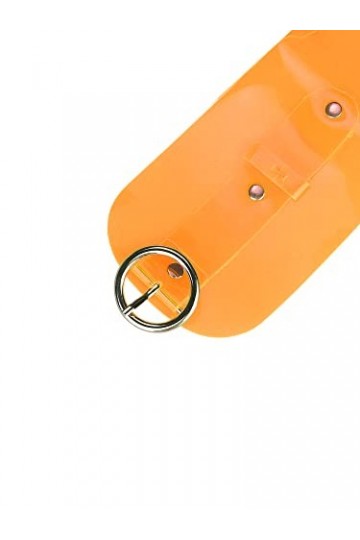 Elerevyo Ceintures transparentes pour femme, large boucle ronde transparente en PVC pour robe, Orange, 70-75cm/27.56-29.53"