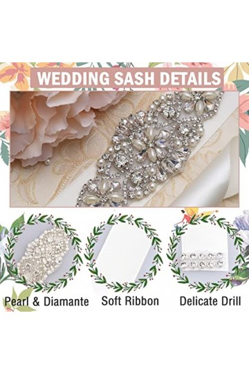 KAYZON Ceinture de mariage ivoire avec cristaux faits à la main pour mariage/fête, bal de fin dannée, accessoires pour femme