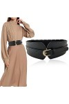 Ceintures larges pour femme - Ceinture corset noire en cuir synthétique extensible - Ceinture médiévale extensible pour femme