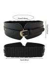 Ceintures larges pour femme - Ceinture corset noire en cuir synthétique extensible - Ceinture médiévale extensible pour femme