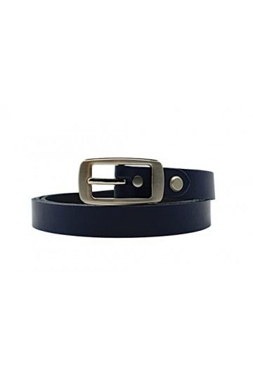 NK Belt GmbH SD-08A Ceinture en cuir de vachette pour femme 2 cm, bleu, 90cm Gesamtlänge 105cm