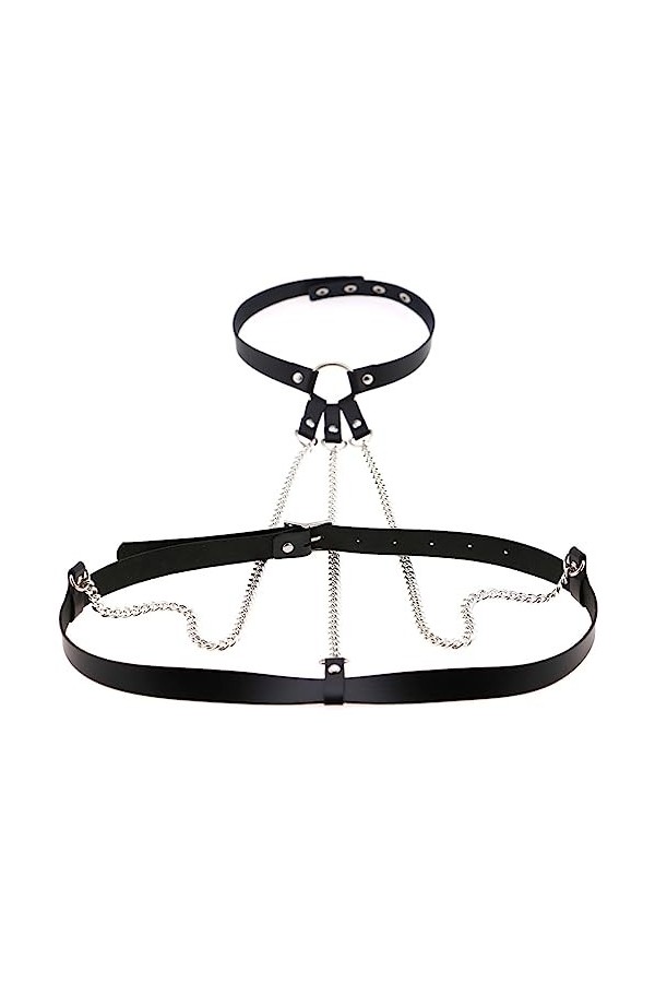 COSAUG Chaîne de corps pour femme avec ceinture - Style punk classique - Accessoire de fête et de boîte de nuit, Noir , Taill