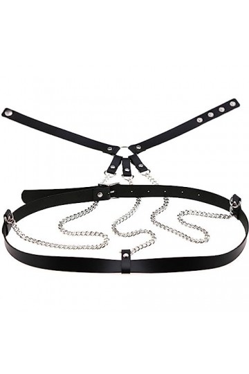 COSAUG Chaîne de corps pour femme avec ceinture - Style punk classique - Accessoire de fête et de boîte de nuit, Noir , Taill