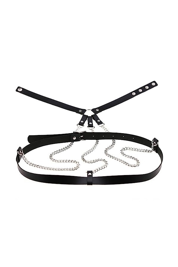 COSAUG Chaîne de corps pour femme avec ceinture - Style punk classique - Accessoire de fête et de boîte de nuit, Noir , Taill