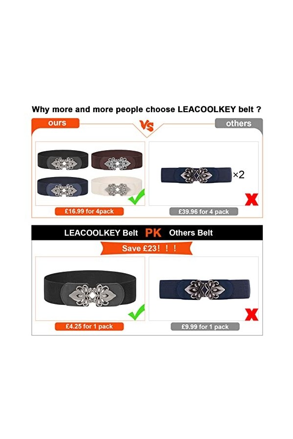 LEACOOLKEY Ceinture de corset large élastique pour costume dHalloween - Ceinture à lacets pour robes, C-noir+café+beige+bleu