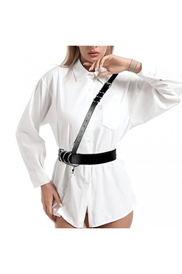 HILEYOLLA Ceinture punk pour femme - En cuir synthétique - Ceinture gothique sexy - Réglable - Pour cosplay, fête, rave, Hall