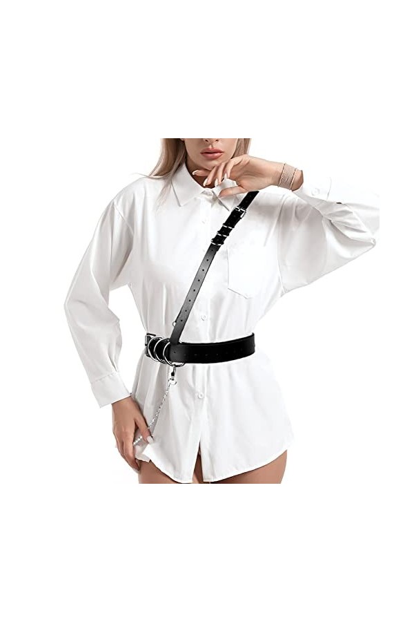 HILEYOLLA Ceinture punk pour femme - En cuir synthétique - Ceinture gothique sexy - Réglable - Pour cosplay, fête, rave, Hall