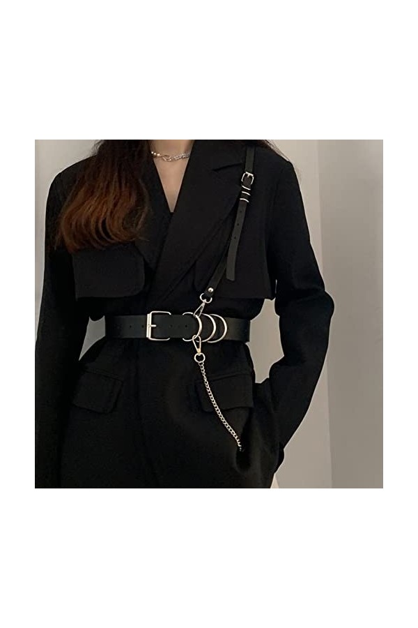 HILEYOLLA Ceinture punk pour femme - En cuir synthétique - Ceinture gothique sexy - Réglable - Pour cosplay, fête, rave, Hall