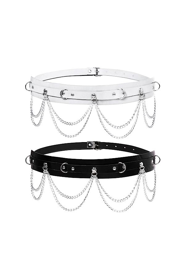 BLACKTHX Ceinture punk gothique en cuir pour femmes et filles, Small, Cuir synthétique, Non