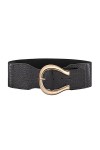 CHIC DIARY Ceinture élastique large pour femme - Ceinture rétro en cuir synthétique extensible, Noir , S