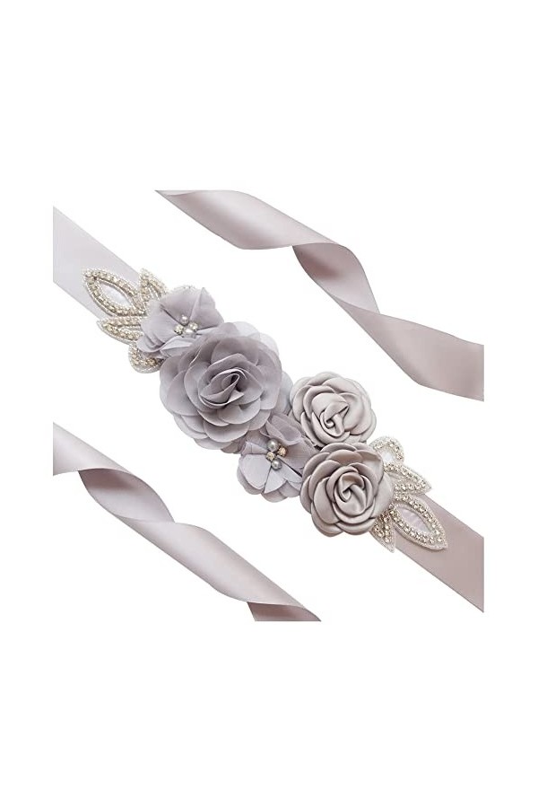 SHTGOI Ceinture pour femme avec perles et strass - Ceinture de mariée - Ruban de satin - Ceinture de mariée - Ceinture de dem
