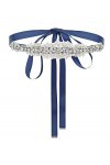 IYOU Ceinture de mariée Cristal Ceintures à Appliques Bleu Marine Strass Mariée Prom Robe de Mariée Ceinture Sash pour Femmes
