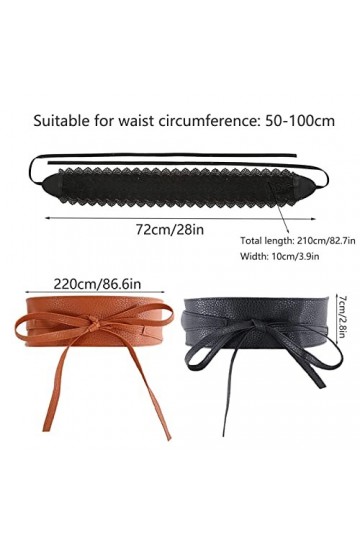Btzthm 3 Pièces Ceinture Large Obi Similicuir, Ceinture Obi Élastique, vintage Ceinture Cinch, Ceinture Bande Cuir Synthétiqu