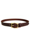 RARESTAN Ceinture pour femme en cuir véritable avec boucle descalier en laiton antique avec fleur vintage - Marron - 46W IT