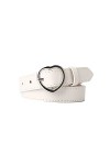 AWOCAN Ceinture tendance en cuir synthétique avec boucle en forme de cœur pour femme - Blanc - taille unique