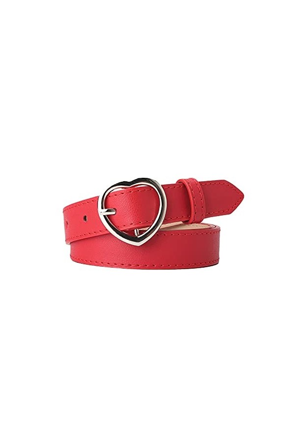 AWOCAN Ceinture tendance en cuir synthétique avec boucle en forme de cœur pour femme - Blanc - taille unique