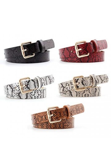 OuLi Store® Lot de 5PCS Ceinture Femme Motif Serpent Fine avec Boucle pour Robe Jeans Petite Ceinture femme Fine Ceinture en 