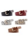 OuLi Store® Lot de 5PCS Ceinture Femme Motif Serpent Fine avec Boucle pour Robe Jeans Petite Ceinture femme Fine Ceinture en 