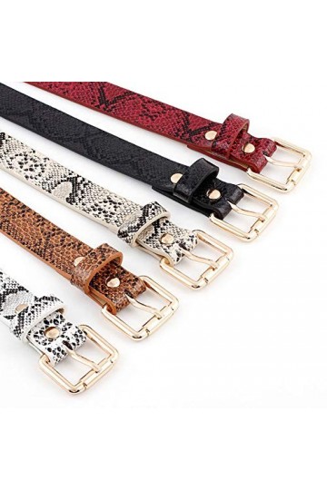 OuLi Store® Lot de 5PCS Ceinture Femme Motif Serpent Fine avec Boucle pour Robe Jeans Petite Ceinture femme Fine Ceinture en 