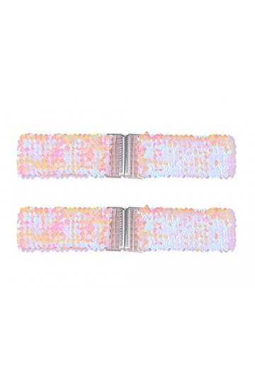 Allegra K Mesdames extensible large taille ceintures Interlock boucles Shinny paillettes décor ceintures pour robes Coloré 60