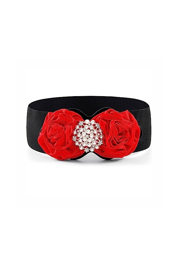 Bohend perle Strass Ceinture élastique Large Cristal Ceinture extensible Ceintures de serrage pour Robe Ancien Ceinture pour 