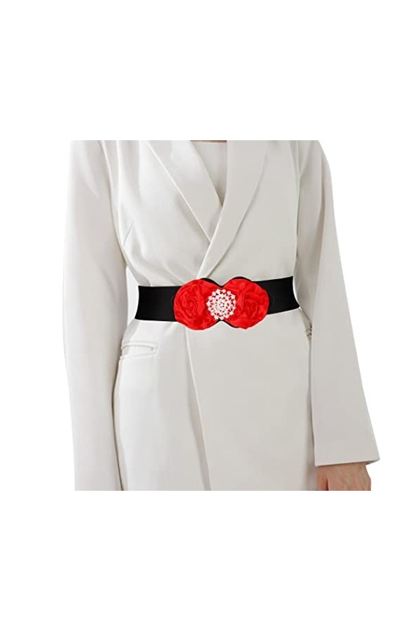 Bohend perle Strass Ceinture élastique Large Cristal Ceinture extensible Ceintures de serrage pour Robe Ancien Ceinture pour 