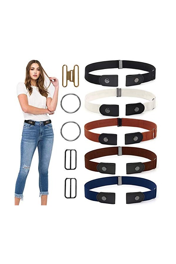 Xionghonglong Ceinture Homme Femme,5pcs Ceinture Élastique,Ceinture Élastique Invisible Unisexe,Ceinture extensible,Ceintures