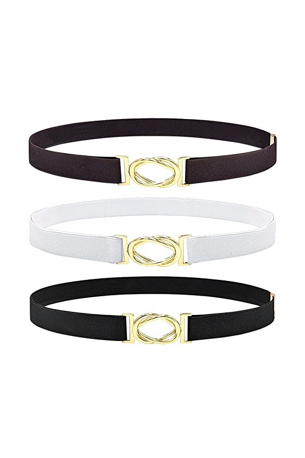 DUOXIN 3 Pièces Ceinture Élastique pour Femme, Ajustable Ceintures Extensible Élastique Sangle Ceinture pour Robe, Chemise, P