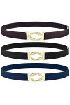 DUOXIN 3 Pièces Ceinture Élastique pour Femme, Ajustable Ceintures Extensible Élastique Sangle Ceinture pour Robe, Chemise, P