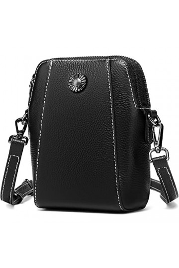 ENONEO Sac Bandoulière Femme Petit Sac Téléphone Portable Rétro Sac à Bandoulière en Cuir, Élégante Pochette Blocage RFID Por