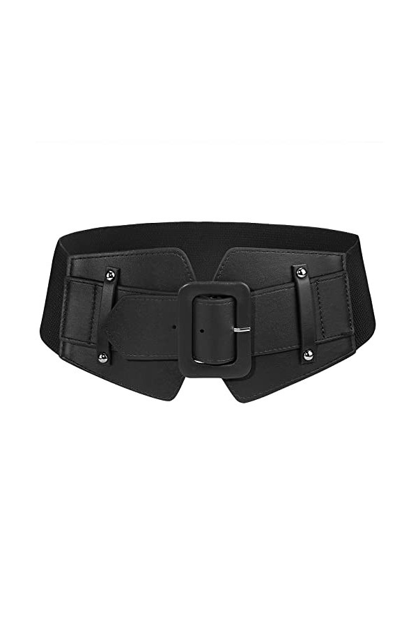 Lamdgbway - Ceintures extensibles pour femmes - Ceinture large et élastique - Ceinture en cuir PU vintage - Robe - Combinaiso